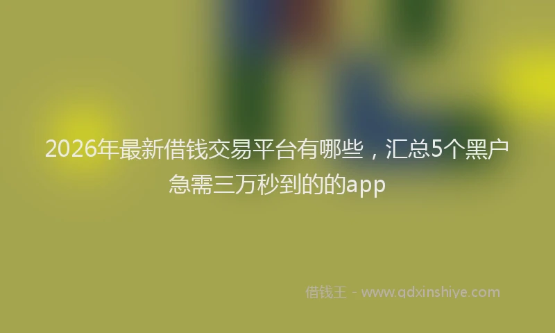 2026年最新借钱交易平台有哪些，汇总5个黑户急需三万秒到的的app