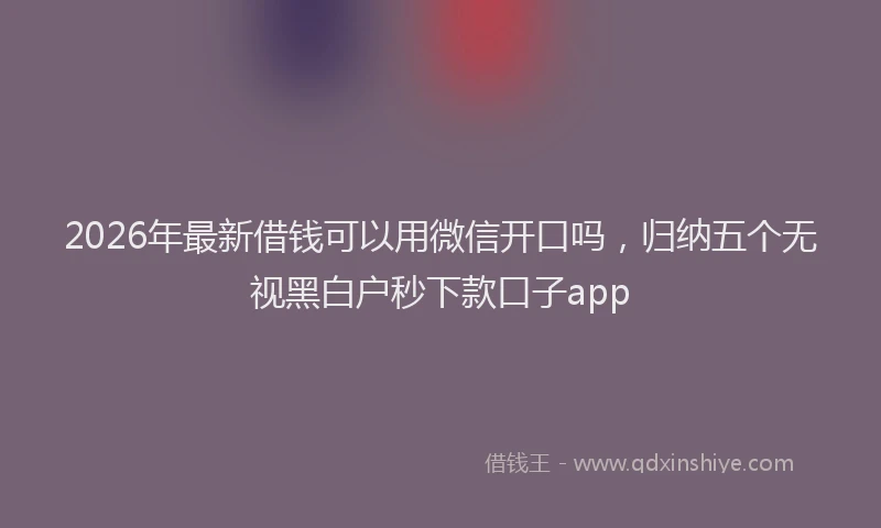 2026年最新借钱可以用微信开口吗，归纳五个无视黑白户秒下款口子app