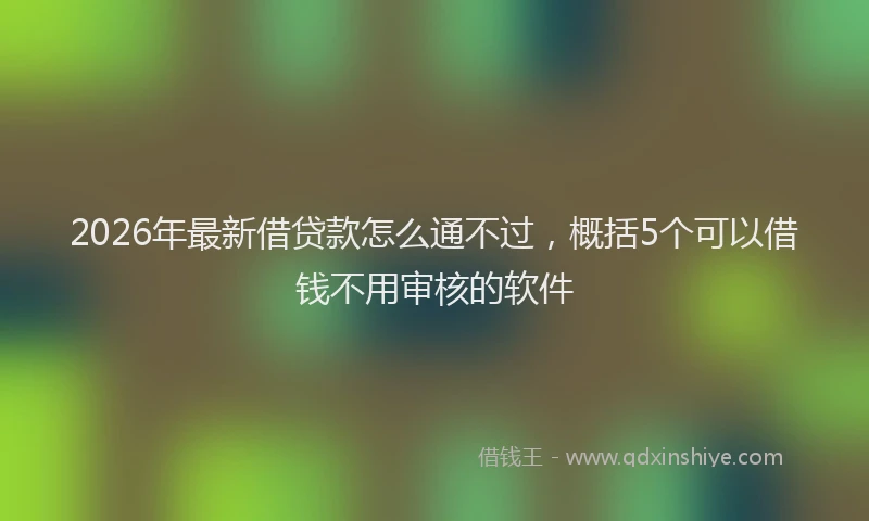 2026年最新借贷款怎么通不过，概括5个可以借钱不用审核的软件