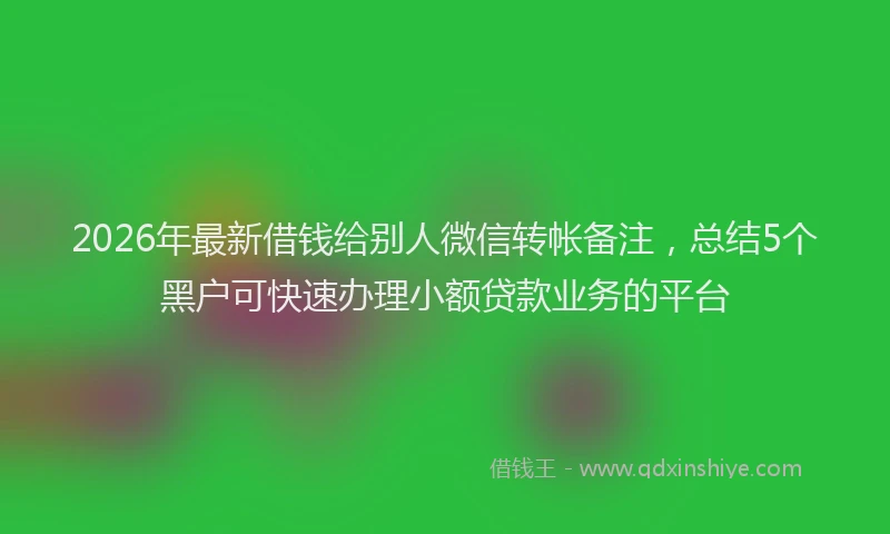 2026年最新借钱给别人微信转帐备注，总结5个黑户可快速办理小额贷款业务的平台