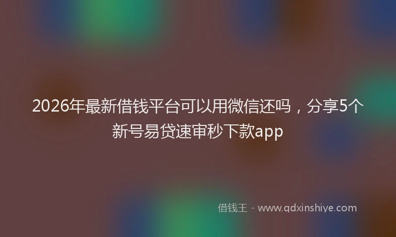 2026年最新借钱平台可以用微信还吗,分享5个新号易贷速审秒下款app