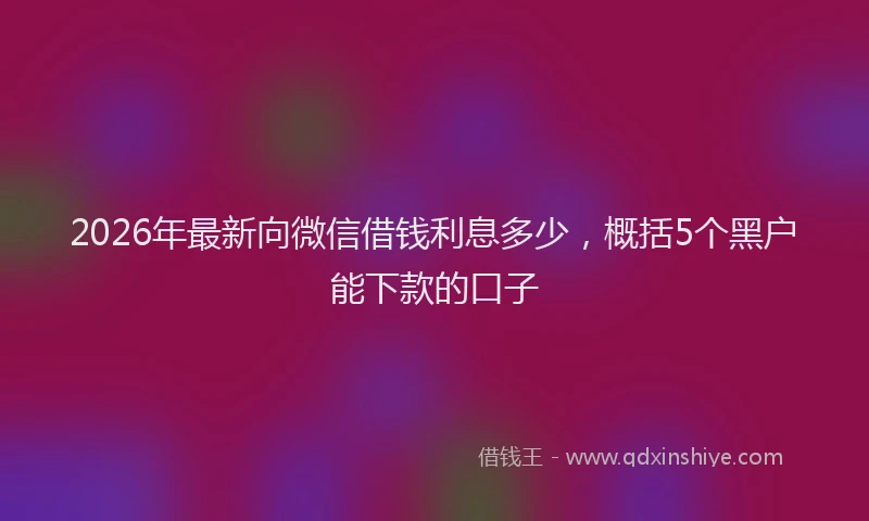 2026年最新向微信借钱利息多少，概括5个黑户能下款的口子
