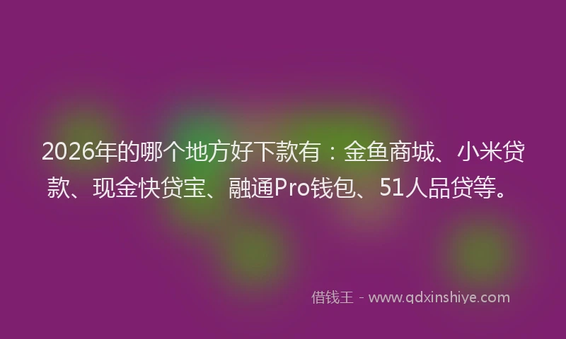 2026年的哪个地方好下款有:金鱼商城、小米贷款、现金快贷宝、融通Pro钱包、51人品贷等。