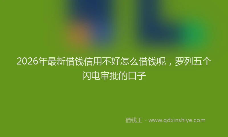 2026年最新借钱信用不好怎么借钱呢，罗列五个闪电审批的口子
