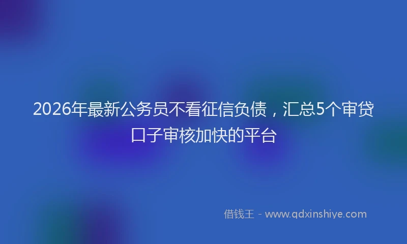 2026年最新公务员不看征信负债，汇总5个审贷口子审核加快的平台