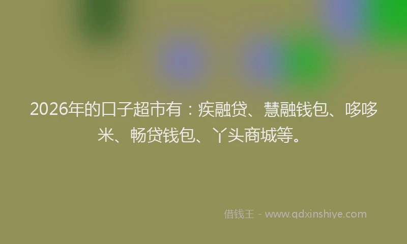 2026年的口子超市有:疾融贷、慧融钱包、哆哆米、畅贷钱包、丫头商城等。