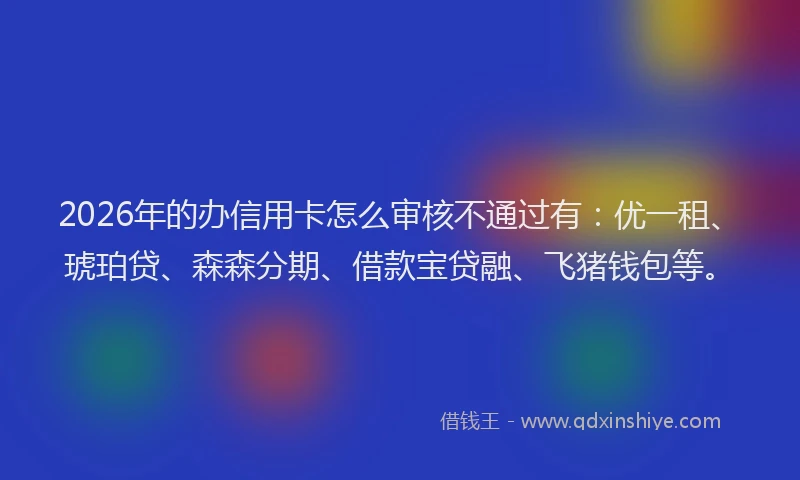 2026年的办信用卡怎么审核不通过有：优一租、琥珀贷、森森分期、借款宝贷融、飞猪钱包等。