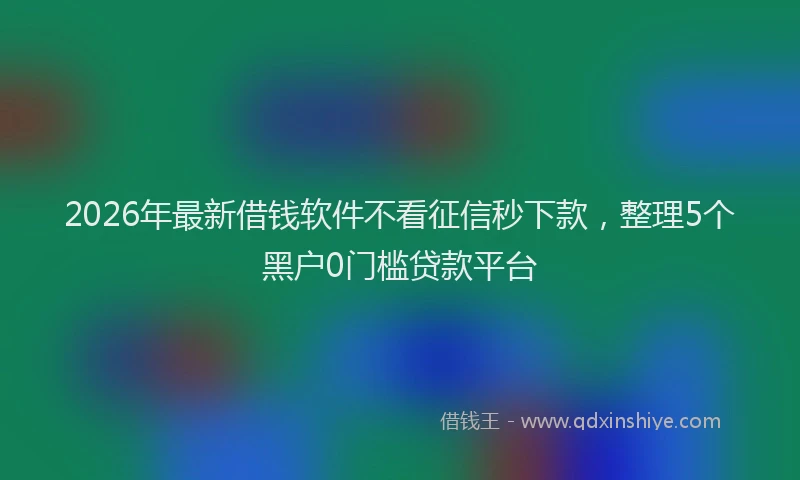 2026年最新借钱软件不看征信秒下款，整理5个黑户0门槛贷款平台
