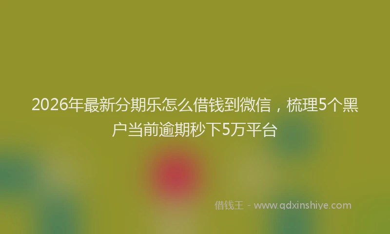 2026年最新分期乐怎么借钱到微信，梳理5个黑户当前逾期秒下5万平台