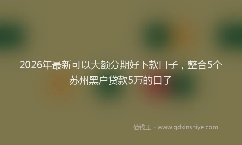 2026年最新可以大额分期好下款口子，整合5个苏州黑户贷款5万的口子