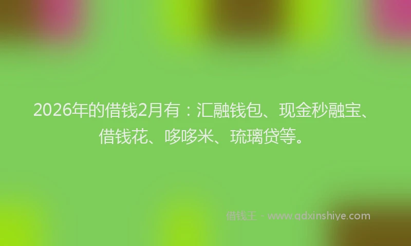 2026年的借钱2月有:汇融钱包、现金秒融宝、借钱花、哆哆米、琉璃贷等。