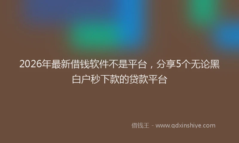 2026年最新借钱软件不是平台，分享5个无论黑白户秒下款的贷款平台