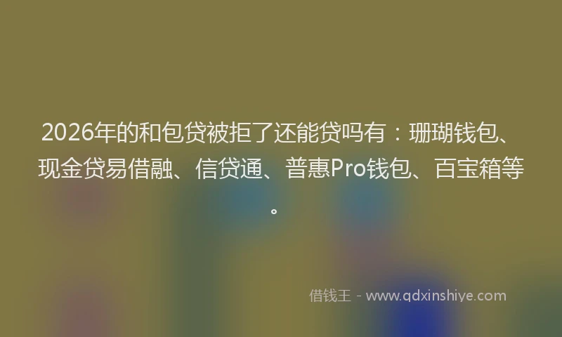 2026年的和包贷被拒了还能贷吗有：珊瑚钱包、现金贷易借融、信贷通、普惠Pro钱包、百宝箱等。