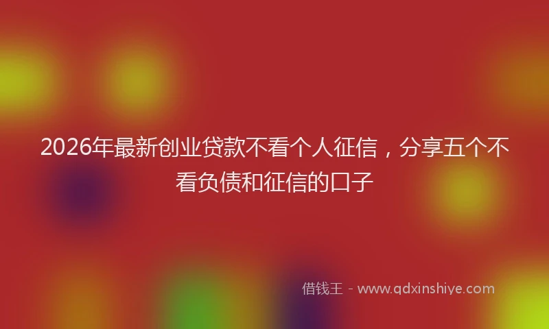 2026年最新创业贷款不看个人征信，分享五个不看负债和征信的口子
