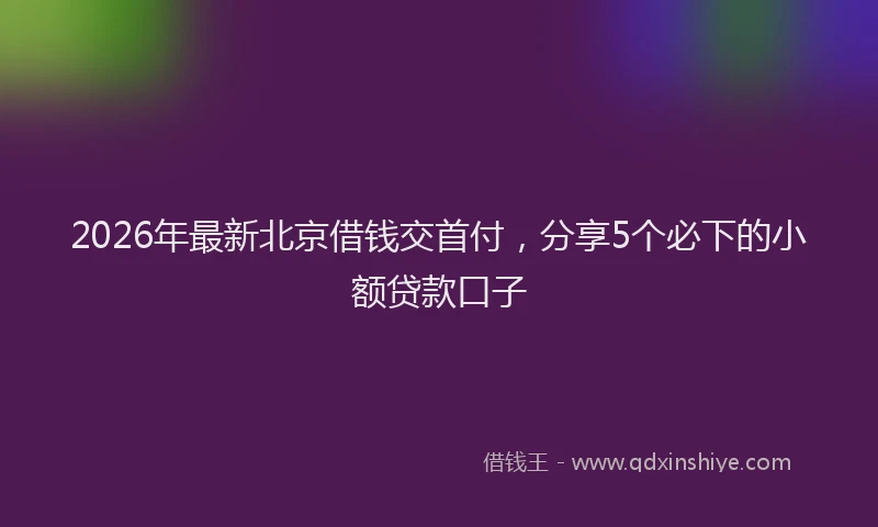 2026年最新北京借钱交首付,分享5个必下的小额贷款口子