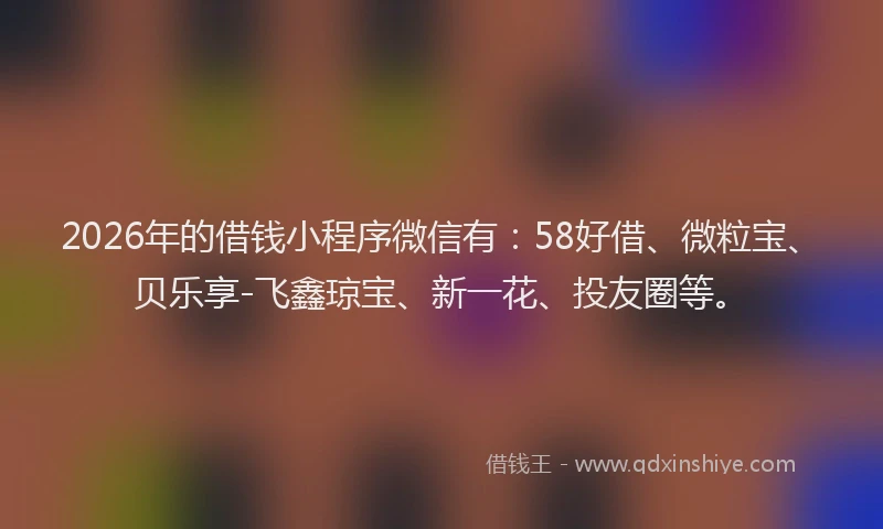 2026年的借钱小程序微信有:58好借、微粒宝、贝乐享-飞鑫琼宝、新一花、投友圈等。