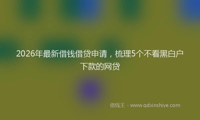 2026年最新借钱借贷申请，梳理5个不看黑白户下款的网贷