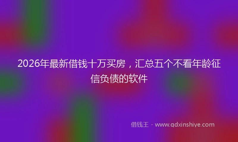 2026年最新借钱十万买房，汇总五个不看年龄征信负债的软件