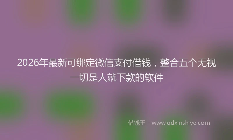 2026年最新可绑定微信支付借钱，整合五个无视一切是人就下款的软件