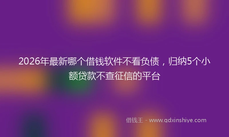 2026年最新哪个借钱软件不看负债，归纳5个小额贷款不查征信的平台
