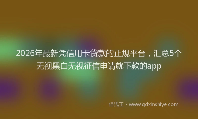 2026年最新凭信用卡贷款的正规平台,汇总5个无视黑白无视征信申请就下款的app