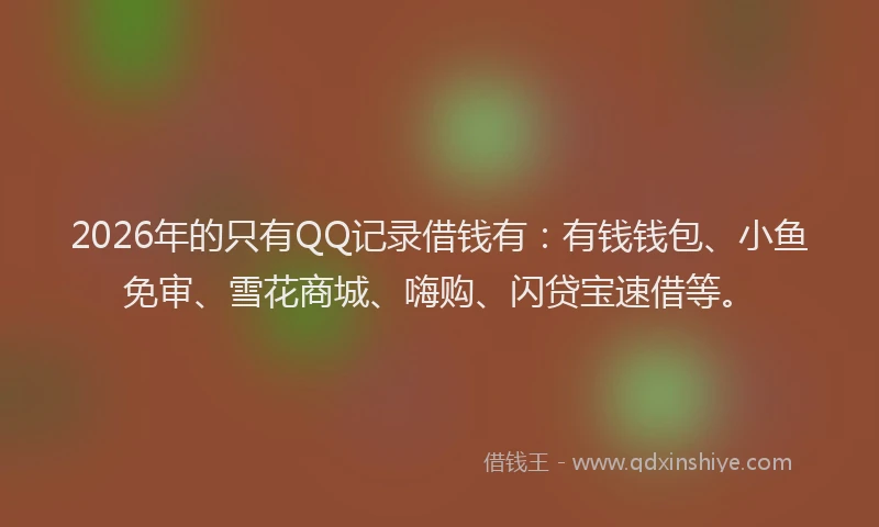 2026年的只有QQ记录借钱有:有钱钱包、小鱼免审、雪花商城、嗨购、闪贷宝速借等。