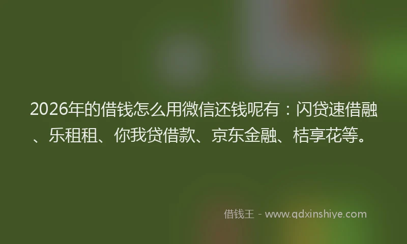 2026年的借钱怎么用微信还钱呢有：闪贷速借融、乐租租、你我贷借款、京东金融、桔享花等。