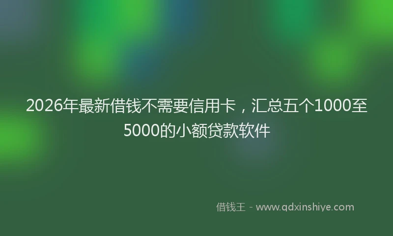 2026年最新借钱不需要信用卡，汇总五个1000至5000的小额贷款软件