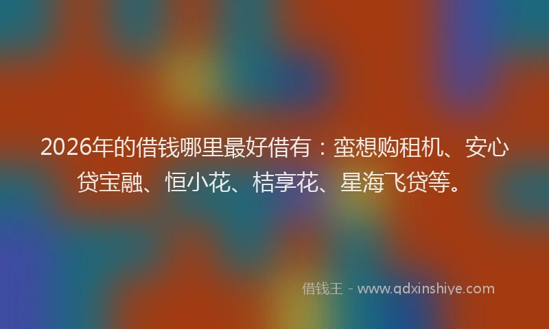 2026年的借钱哪里最好借有：蛮想购租机、安心贷宝融、恒小花、桔享花、星海飞贷等。