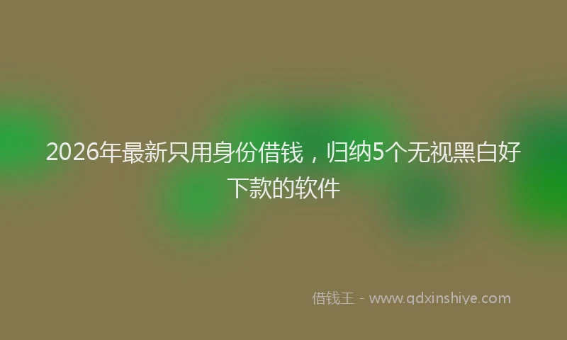 2026年最新只用身份借钱，归纳5个无视黑白好下款的软件