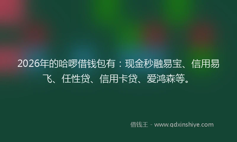 2026年的哈啰借钱包有:现金秒融易宝、信用易飞、任性贷、信用卡贷、爱鸿森等。
