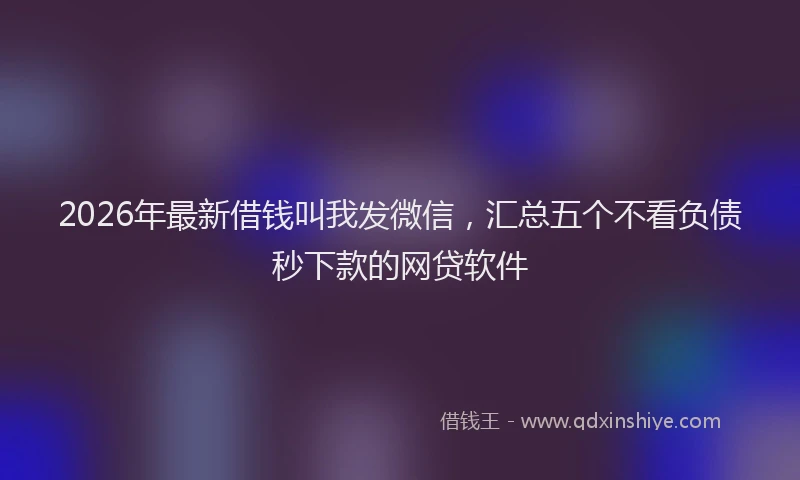 2026年最新借钱叫我发微信，汇总五个不看负债秒下款的网贷软件