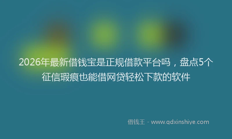 2026年最新借钱宝是正规借款平台吗,盘点5个征信瑕疵也能借网贷轻松下款的软件