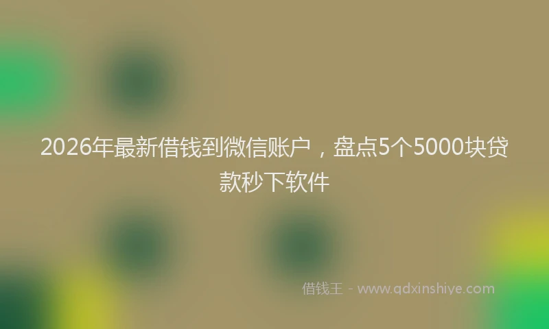 2026年最新借钱到微信账户,盘点5个5000块贷款秒下软件