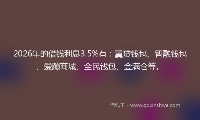 2026年的借钱利息3.5%有:翼贷钱包、智融钱包、爱蹦商城、全民钱包、金满仓等。