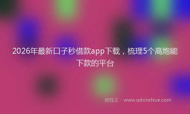 2026年最新口子秒借款app下载，梳理5个高炮能下款的平台