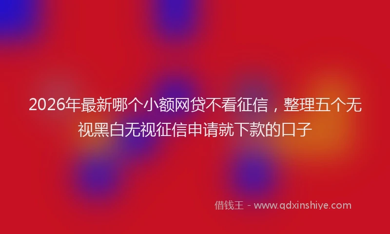 2026年最新哪个小额网贷不看征信，整理五个无视黑白无视征信申请就下款的口子