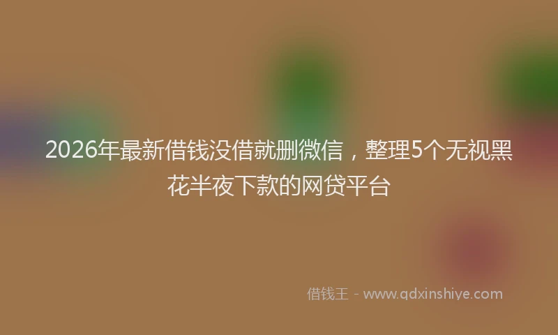 2026年最新借钱没借就删微信,整理5个无视黑花半夜下款的网贷平台