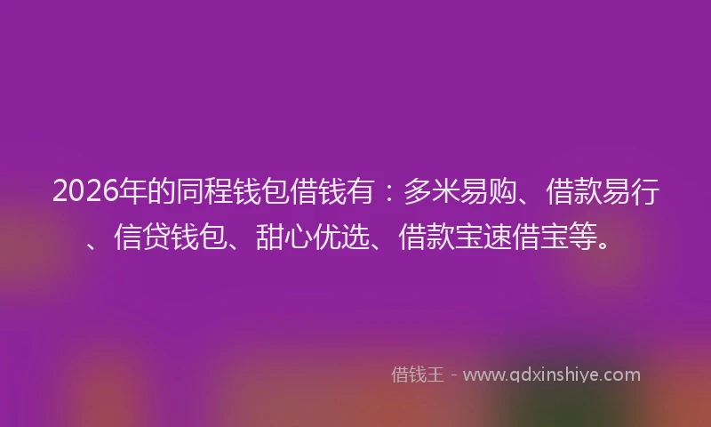 2026年的同程钱包借钱有：多米易购、借款易行、信贷钱包、甜心优选、借款宝速借宝等。