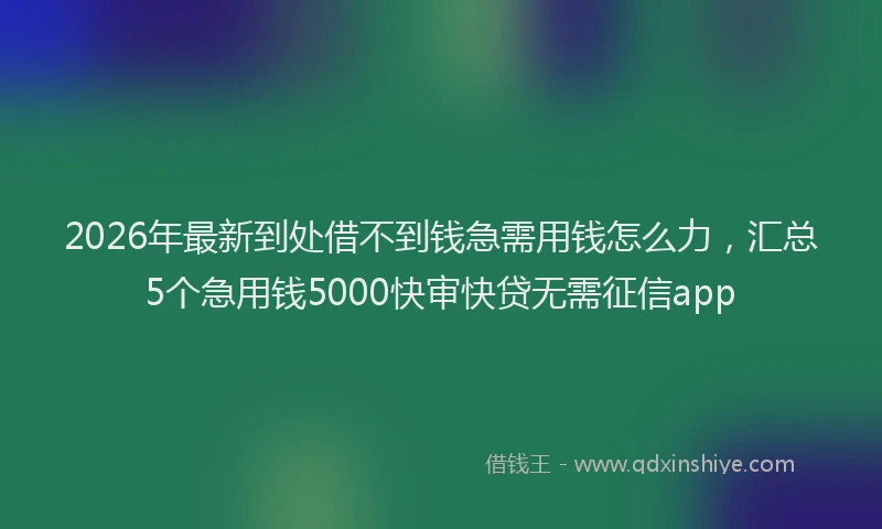 2026年最新到处借不到钱急需用钱怎么力,汇总5个急用钱5000快审快贷无需征信app