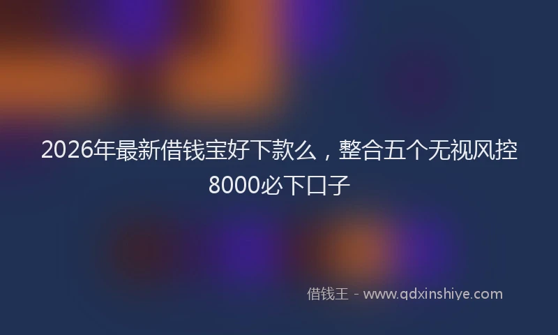 2026年最新借钱宝好下款么,整合五个无视风控8000必下口子