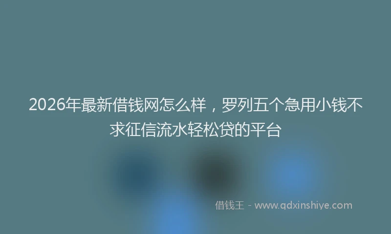2026年最新借钱网怎么样，罗列五个急用小钱不求征信流水轻松贷的平台