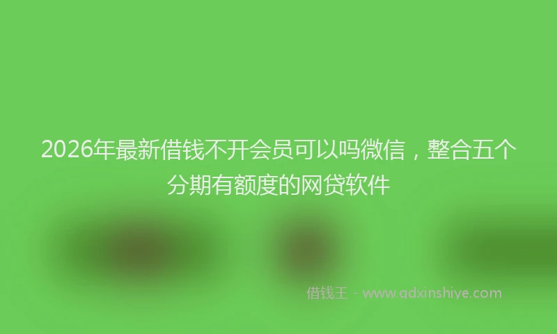 2026年最新借钱不开会员可以吗微信，整合五个分期有额度的网贷软件