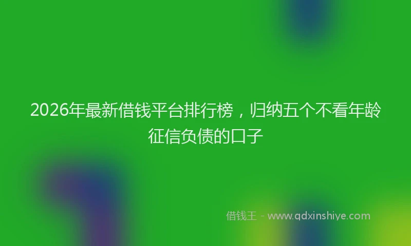 2026年最新借钱平台排行榜，归纳五个不看年龄征信负债的口子
