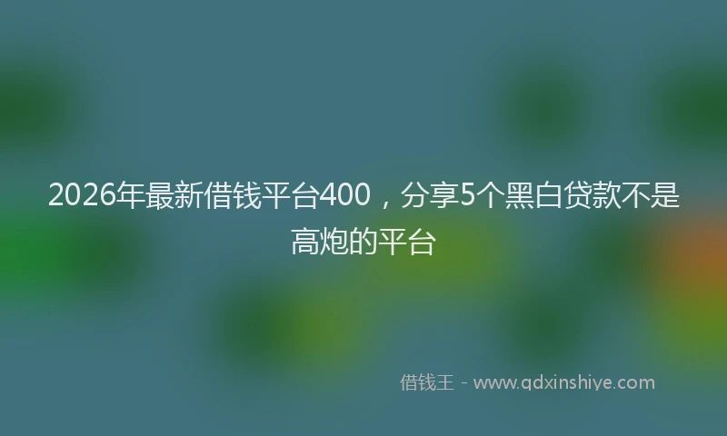 2026年最新借钱平台400,分享5个黑白贷款不是高炮的平台