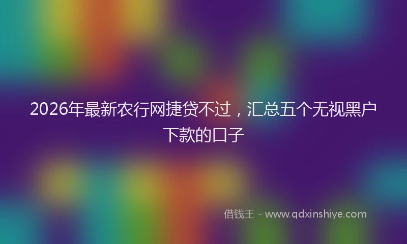 2026年最新农行网捷贷不过，汇总五个无视黑户下款的口子