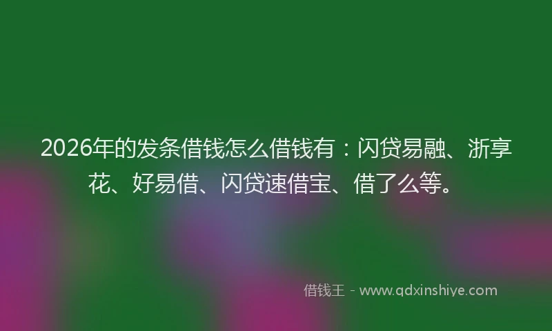 2026年的发条借钱怎么借钱有：闪贷易融、浙享花、好易借、闪贷速借宝、借了么等。