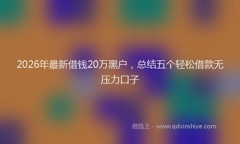 2026年最新借钱20万黑户，总结五个轻松借款无压力口子
