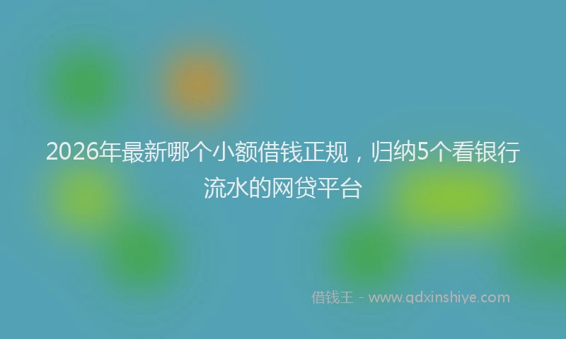 2026年最新哪个小额借钱正规,归纳5个看银行流水的网贷平台