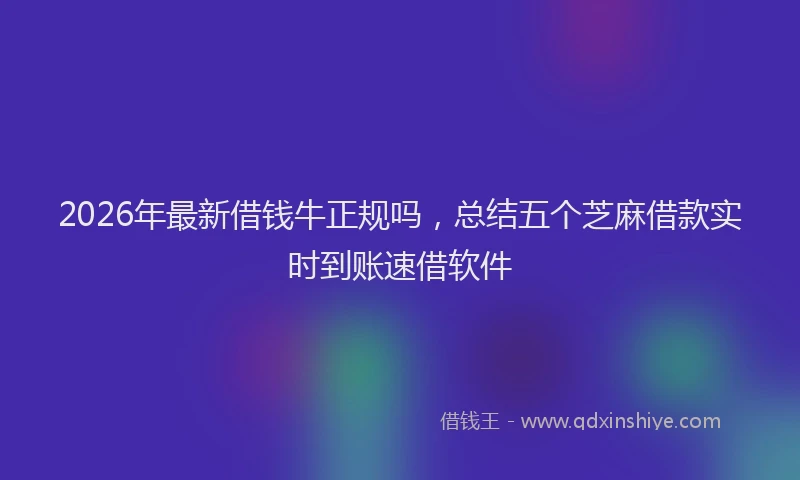 2026年最新借钱牛正规吗,总结五个芝麻借款实时到账速借软件